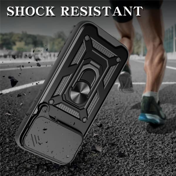 SKALO Armor Metallring Kameraslider Cover til iPhone 18 Pro Max - Sort