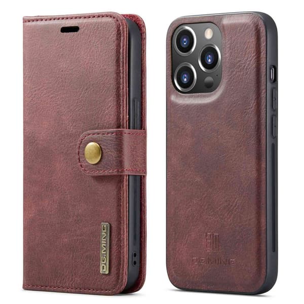 DG MING iPhone 14 Pro Max 2-in-1 magneetti lompakkokotelo - Punainen
