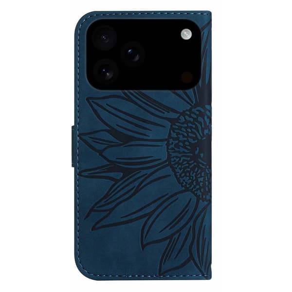 SKALO Embossed Flower Plånboksfodral för iPhone 18 Pro - Mörkblå