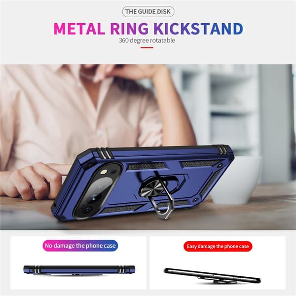 SKALO Armor Metallring Skal för Google Pixel 11 Pro XL - Blå