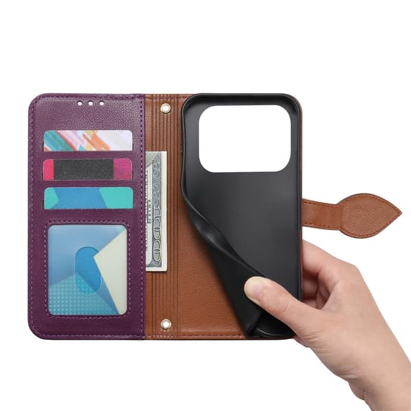 SKALO PU-Læder Bladdesign Flip Cover til iPhone 18 Pro - Lilla