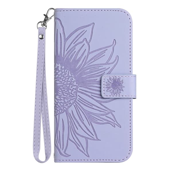 SKALO Præget Blomst Flip Cover til iPhone 18 Pro - Lilla