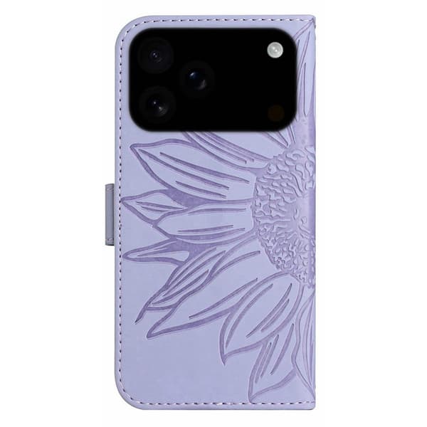 SKALO Præget Blomst Flip Cover til iPhone 18 Pro Max - Lilla