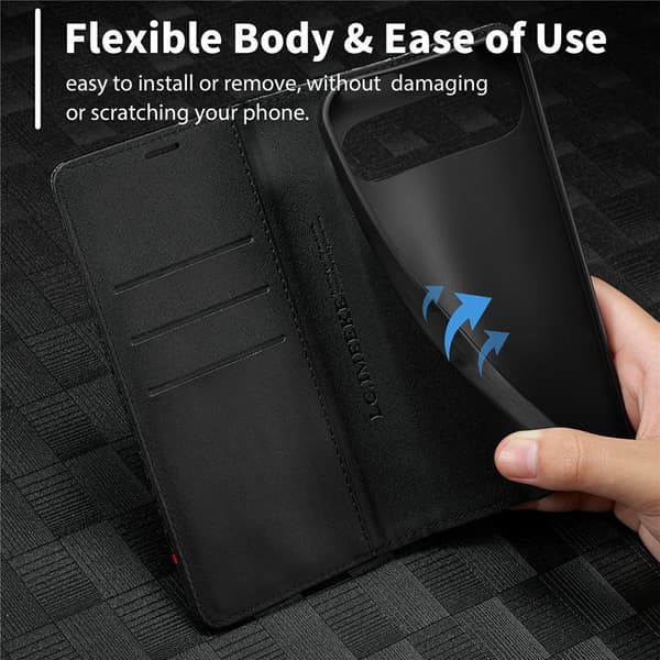 SKALO LC.IMEEKE Carbon Fiber Flip Cover til Google Pixel 11 - Sort