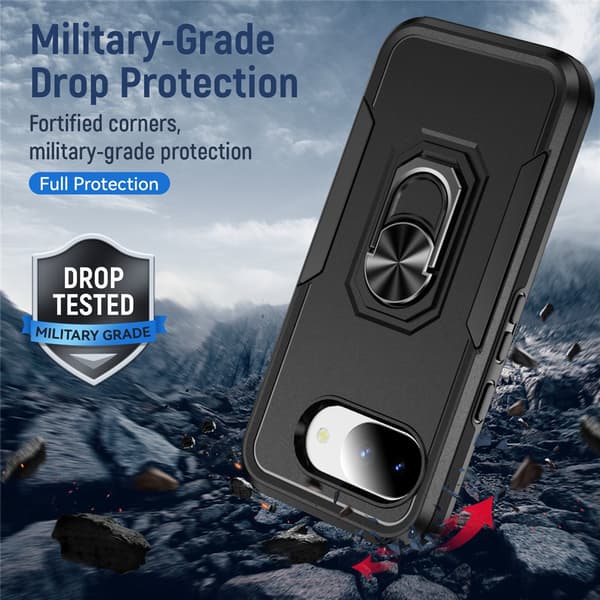 SKALO Armor Metalring Cover til Google Pixel 10a - Sort