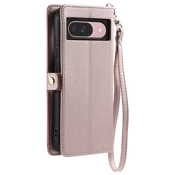 SKALO PU-Läder Envelope Plånboksfodral för Google Pixel 11 - Roséguld