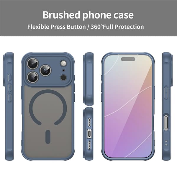 SKALO Mat Hybrid Cover til iPhone 18 Pro Max - Blå