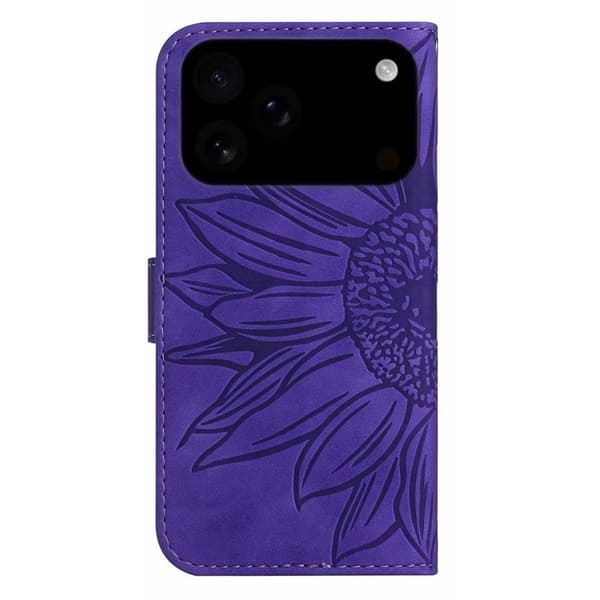 SKALO Embossed Flower Plånboksfodral för iPhone 18 Pro Max - Mörklila