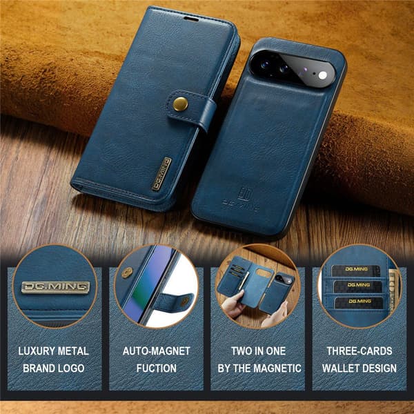 DG MING 2-i-1 Magnet Plånboksfodral för Google Pixel 11 Pro XL - Blå