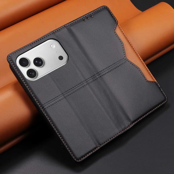 SKALO PU-Læder Flip Cover til iPhone 18 Pro Max - Sort
