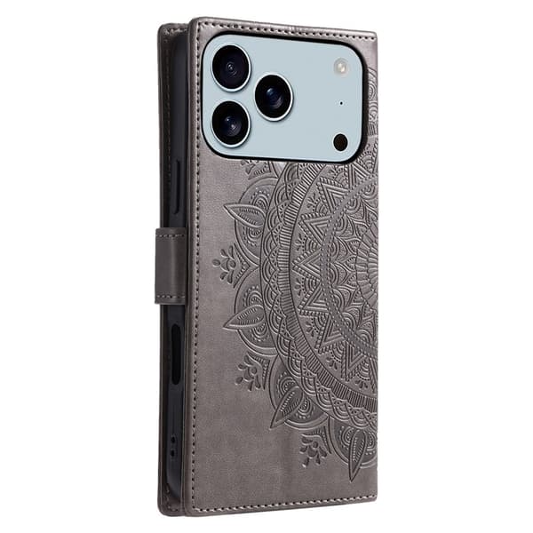 SKALO Mandala Plånboksfodral för iPhone 18 Pro Max - Grå