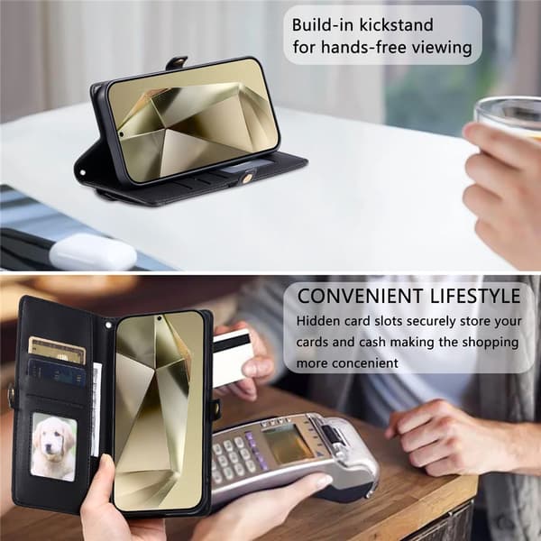 SKALO PU-Läder Envelope Plånboksfodral för Samsung Galaxy A27 5G - Blå