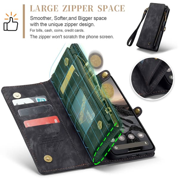 CaseMe 008 BIg Wallet 2in1 Magnet Flip Cover til Google Pixel 11 - Sort