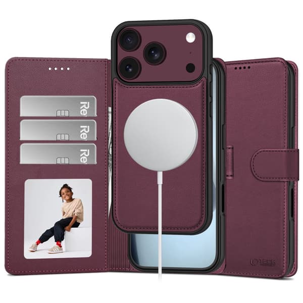Tech-Protect 2i1 Wallet MagSafe Pungetui/Cover til iPhone 18 Pro - Mulberry