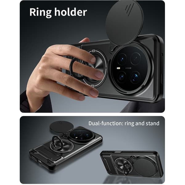 SKALO Kameraslider Ring/Stativ Cover til Honor Magic8 Pro - Sort