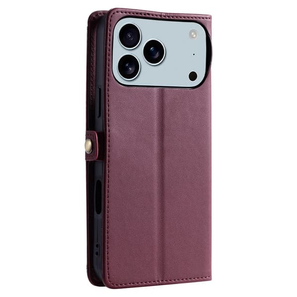 SKALO PU-Läder Envelope Plånboksfodral för iPhone 18 Pro Max - Röd