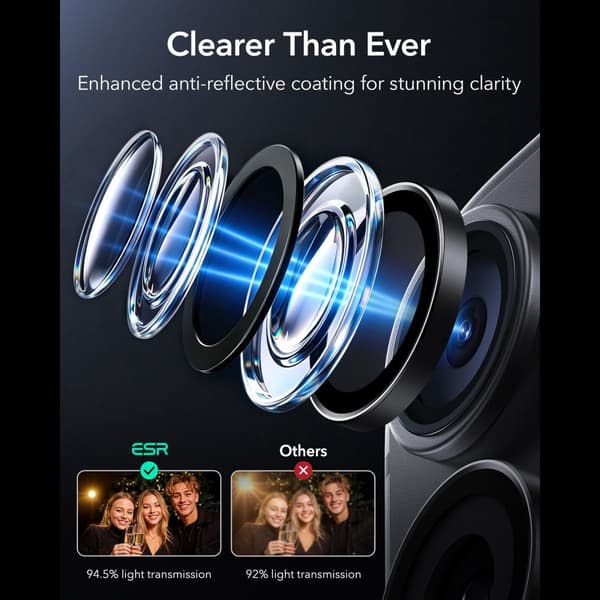 ESR Armorite Camera Protector Kameraskydd i Härdat glas för iPhone 18 Pro Max - Svart