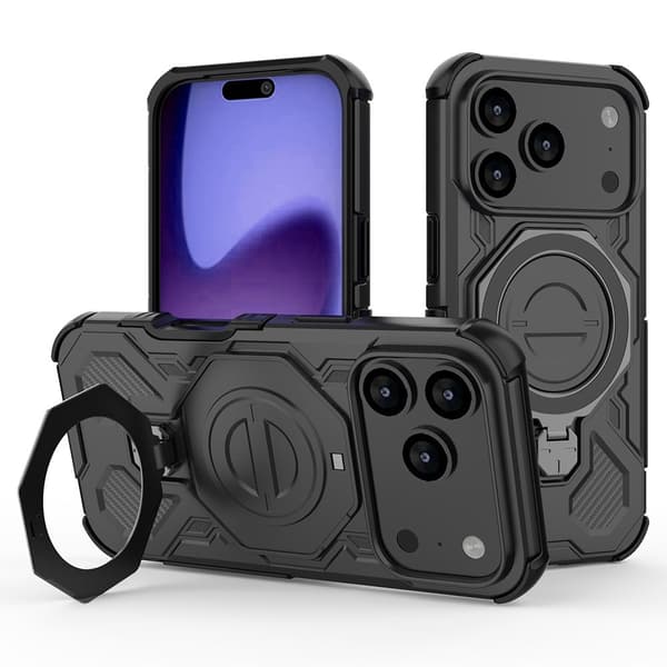 SKALO Armor Roterbar Ring Cover til iPhone 18 Pro - Sort