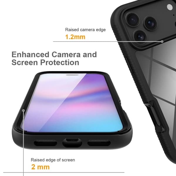 SKALO Shockproof Clear Hybrid+Skærmbeskyttelse Cover til iPhone 18 Pro Max - Blå