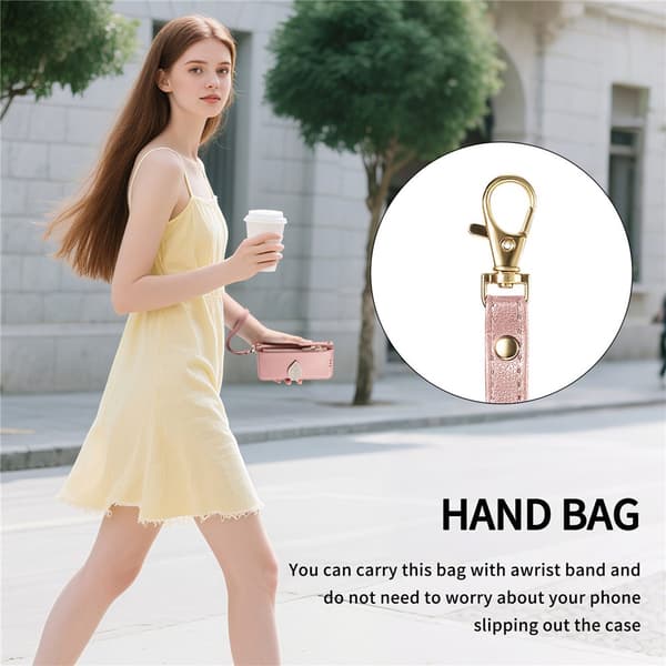 SKALO PU-Läder Lövdesign Plånboksfodral för iPhone 18 Pro - Roséguld