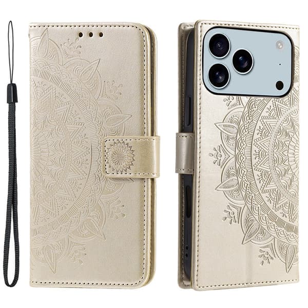 SKALO Mandala Plånboksfodral för iPhone 18 Pro Max - Guld