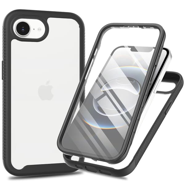 SKALO Shockproof Clear Hybrid+Skærmbeskyttelse Cover til iPhone 17e - Sort