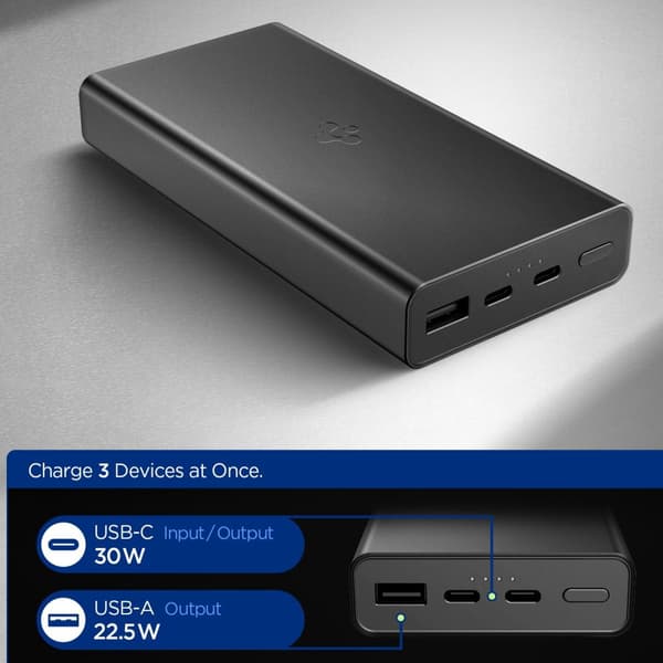 Spigen EA3020 powerbank 20000mAh 30W USB-C - Sort