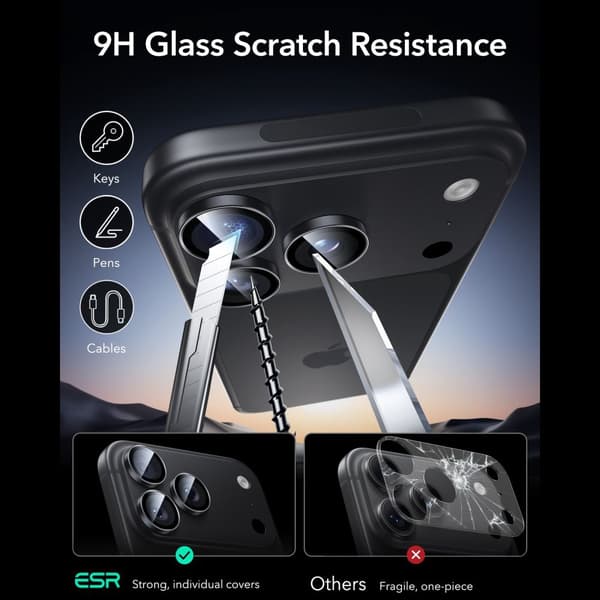 ESR Armorite Camera Protector Kameraskydd i Härdat glas för iPhone 18 Pro Max - Svart