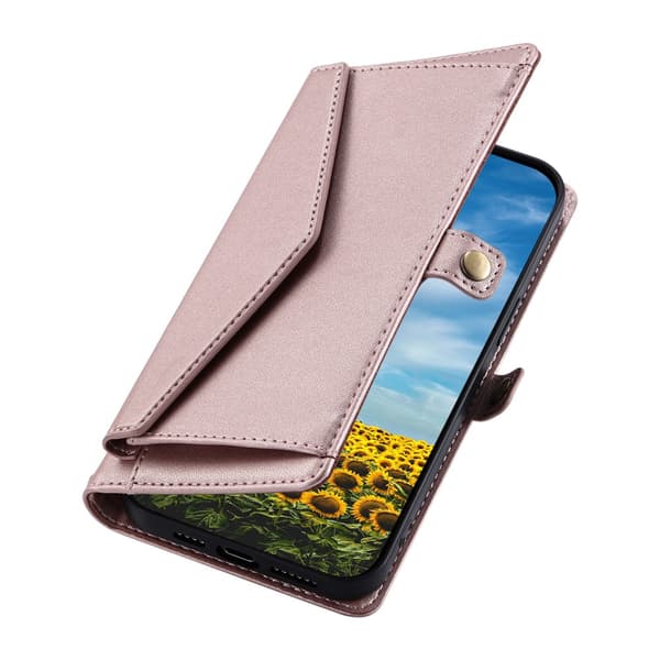 SKALO PU-Läder Envelope Plånboksfodral för Google Pixel 10a - Roséguld
