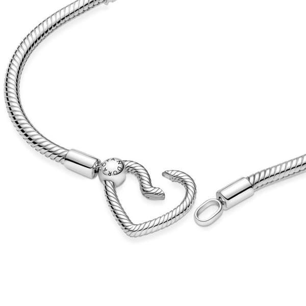 Charm - Pandora - Heart Clasp Composable - Silver 925 - 18 cm - Gray