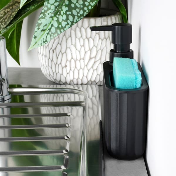 Dispenser til opvaskemiddel med svampebeholder sort 400 ml