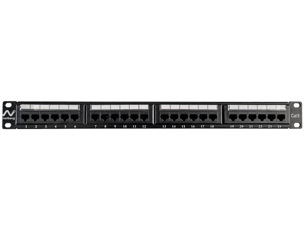 Patchpanel Rack NETBERG 19" Cat6 24p UTP svart N