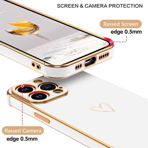 APPLE IPHONE 13 PRO SILIKONE ETUI HVIDGULD TILBEHØR HJERTE A2483