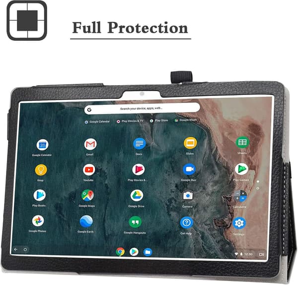 TABLETETUI TIL ARCHOS T96 9,6" PU-LÆDER SORT MAT MED STATIV
