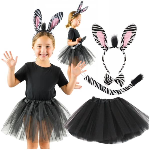 Zebradräkt för flickor, karnevalsfest