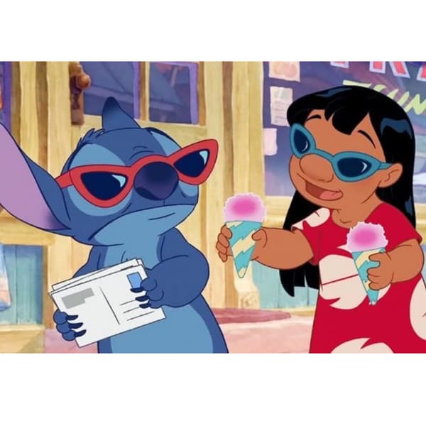 Maleri efter tal Lilo og Stitch med briller 50x40cm