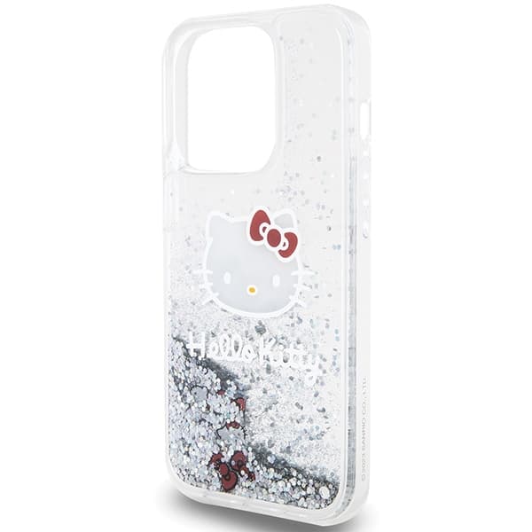 Hello Kitty HKHCP14LLIKHET iPhone 14 Pro 6.1 silver/silver hårt skal Liquid Glitter Charms Kitty Head