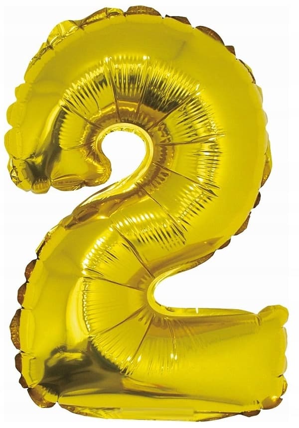 Folieballong "Nummer 2", guld, 35 cm