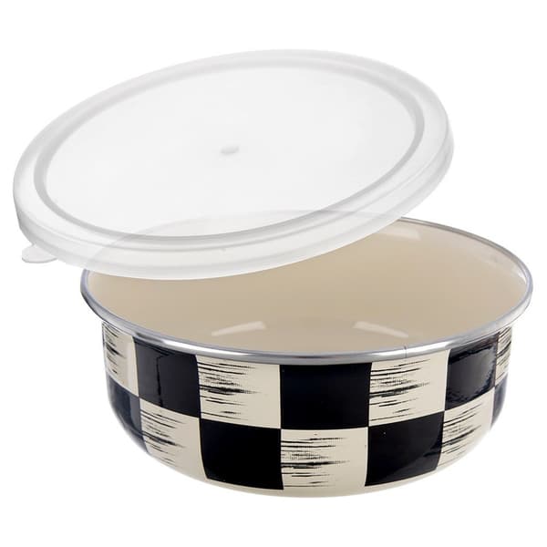Emaljerad skål med lock SCHACKBRÄDA 17 cm, 1 l