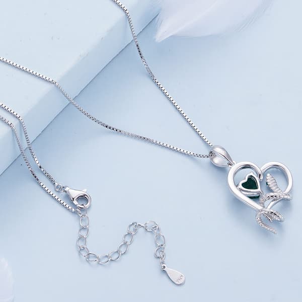 N076 Hjärta Orm Kristall Silver Justerbart Halsband