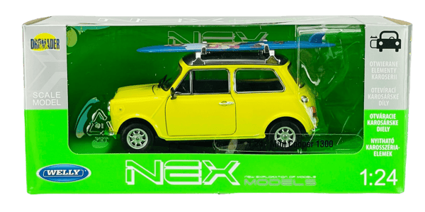 Welly Mini Cooper 1300 gul med bräda 1:24 22496