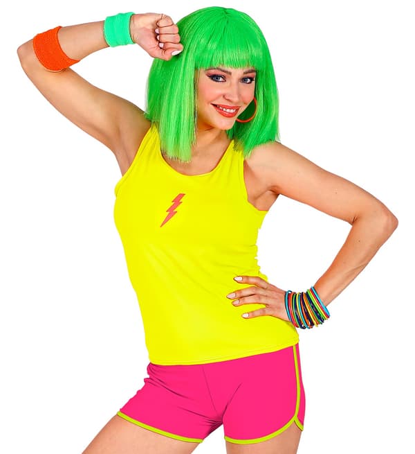 Neonrosa korta shorts 80-tals disco