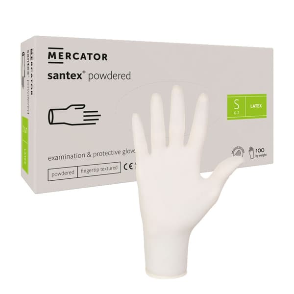 Latexhandsker S pudrede Santex pudrede fingertæpper 100 stk.