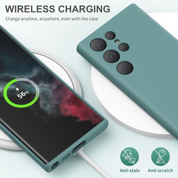 SILIKONEETUIS TIL SAMSUNG GALAXY S23 ULTRAGRØNT MAT MED MIKROFIBER