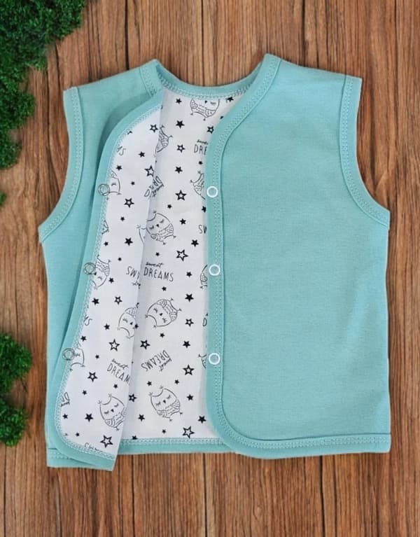 Børne bomuldsvest 116 ærmeløs jakke MINT