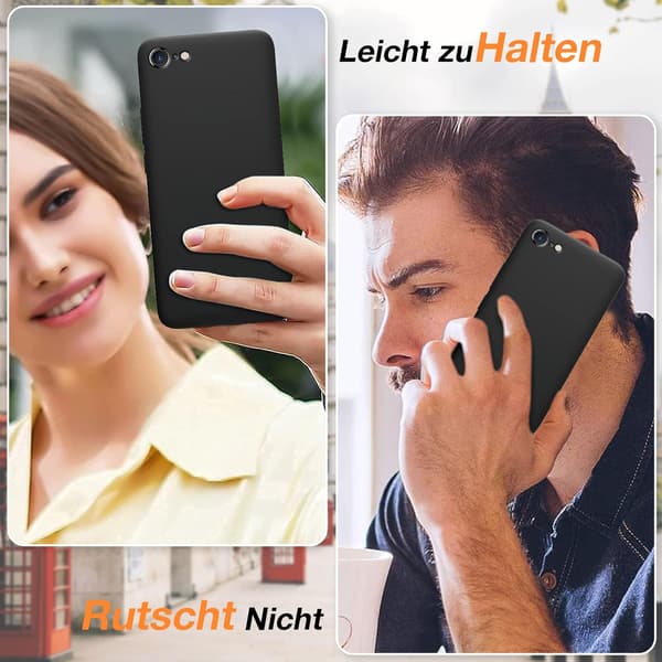ETUI TIL APPLE IPHONE 7/8/SE 2020 SILIKONE SORT FLEKSIBEL A1660 A1863