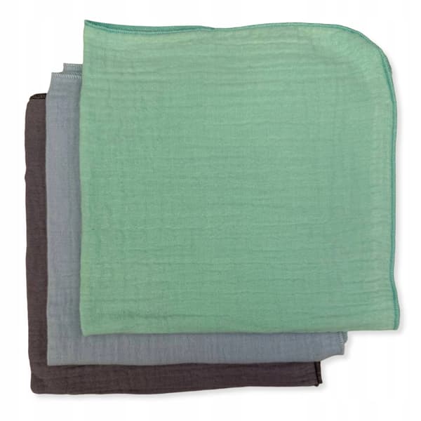 3-pack mini blöjor spottkläder muslin 38x38 klutar mint, blå, grå