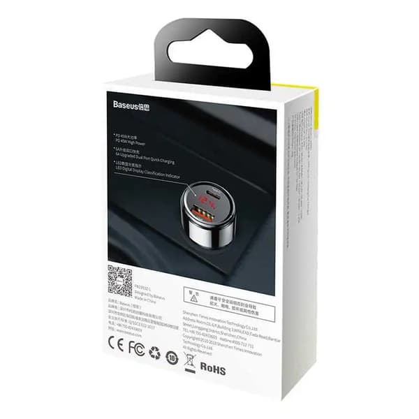 Baseus Magic USB + USB-C QC 4.0 PD 45W Autolaturi (Musta)
