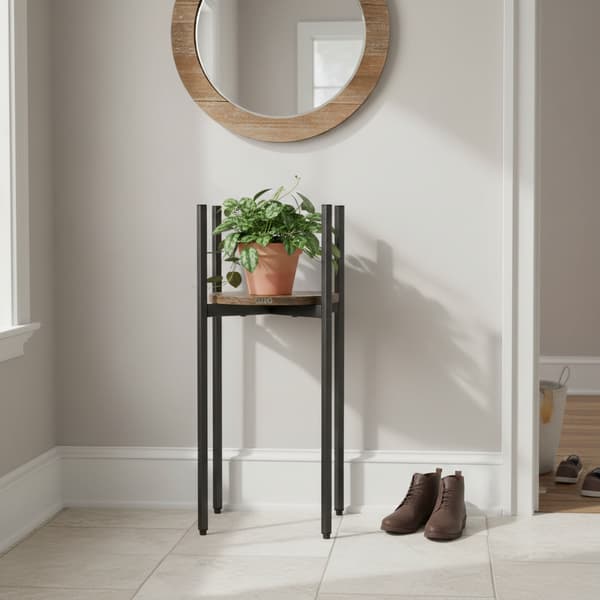 Stående blomställning i metall, träloft, hög, 62 cm, blomställning, växter