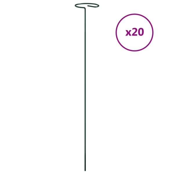 vidaXL Växtstöd, 20 st, mörkgröna, 40 cm, stål